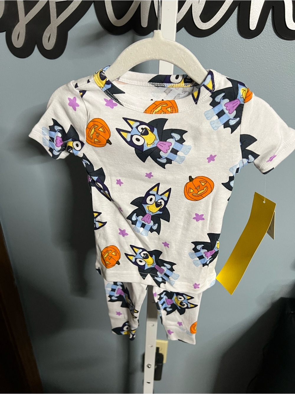 Bluey Halloween 2piece Pajama Set - White with Orange & Purple NWT 12 months